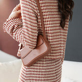 Exquisite Yarn-Dyed Houndstooth Short Coat And Skirt 2-Piece Set