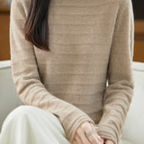 Casual Versatile Half-High Neck Ribbed Pullover Sweater