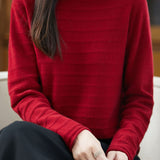 Casual Versatile Half-High Neck Ribbed Pullover Sweater