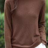 Casual Solid-Color Rhinestone Half-High Neck Pullover Sweater