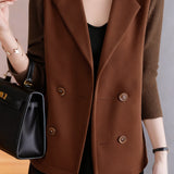 Casual Versatile Paneled Lapel Long-Sleeve Suit Jacket