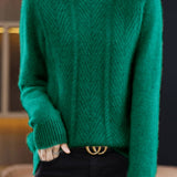 Casual Half-High Neck Ribbed Pullover Sweater