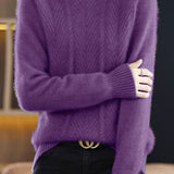 Casual Half-High Neck Ribbed Pullover Sweater