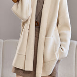 Casual Versatile Solid Color Open Cardigan without Buttons