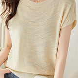Solid color textured knit T-shirt - liwisi