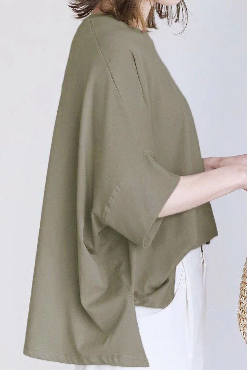 Comfortable batwing sleeve T-shirt - liwisi