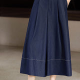 High-waisted plain pleated wide-leg culottes - liwisi