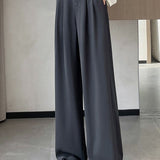 Lettered high-waisted floor-length casual pants - liwisi