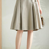 High-waisted pleated A-line skirt - liwisi
