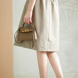 High-waisted pleated A-line skirt - liwisi