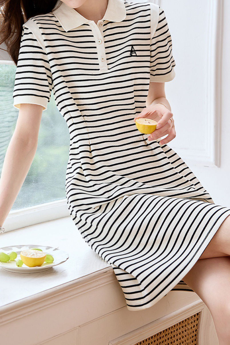 Trendy striped polo dress - liwisi