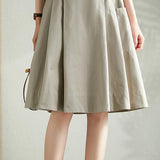 High-waisted pleated A-line skirt - liwisi