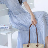 V-neck lace spliced dress - liwisi