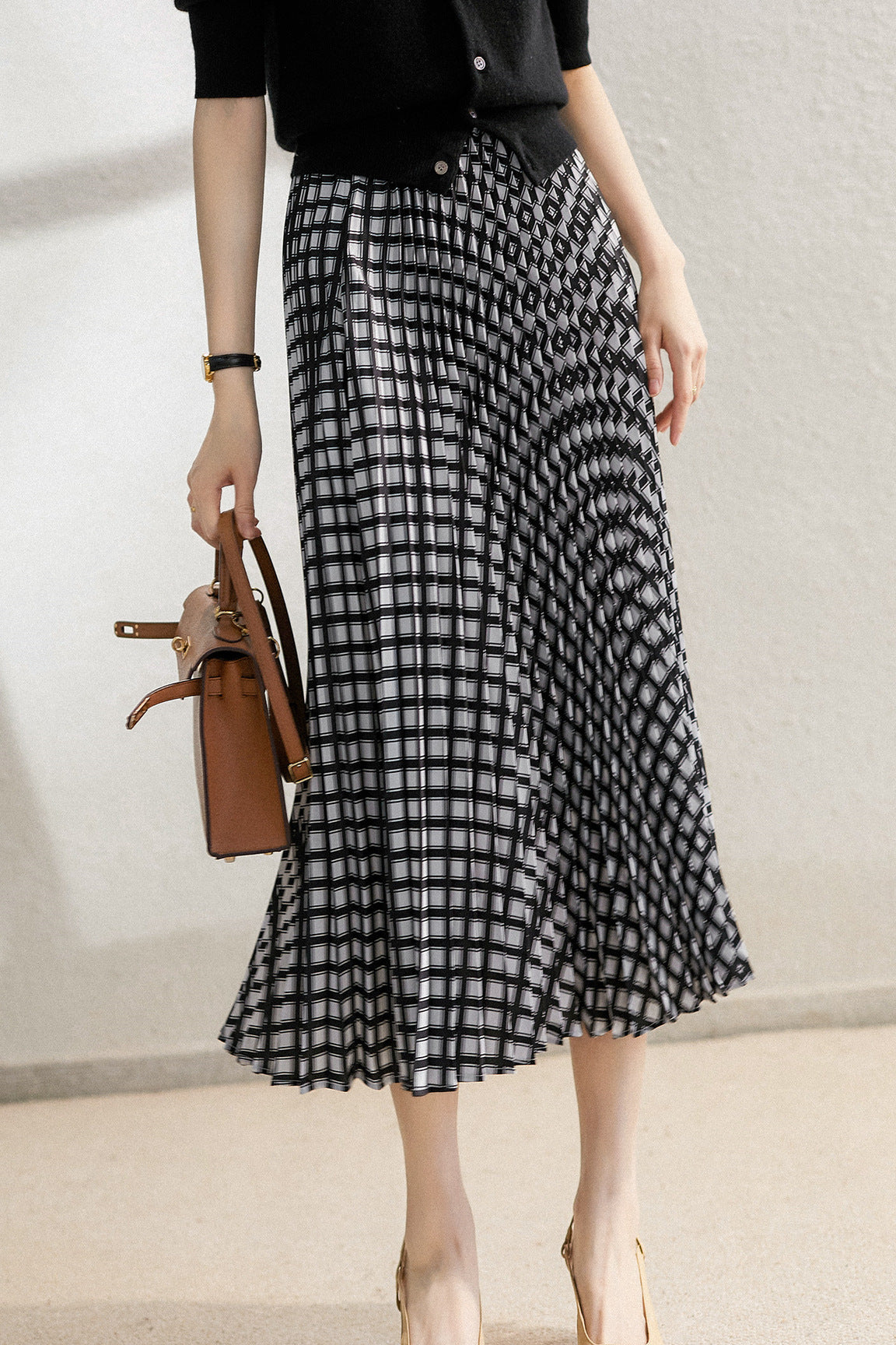 Vintage Plaid Pleated Skirt - liwisi