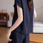 Loose cap sleeve shirt and wide-leg shorts set - liwisi