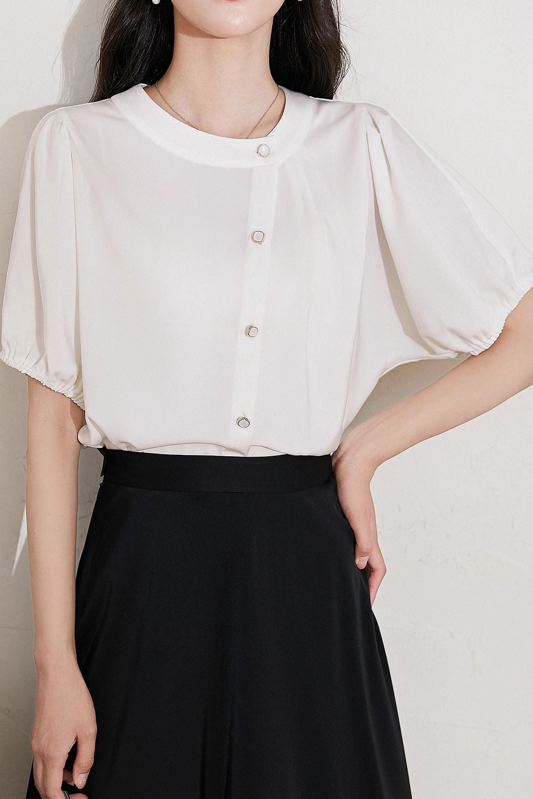 Minimalist asymmetric design shirt - liwisi