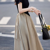 Color block faux two-piece dress - liwisi