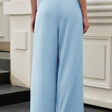 Solid color high-waisted wide-leg pants - liwisi