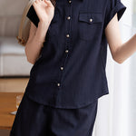 Loose cap sleeve shirt and wide-leg shorts set - liwisi