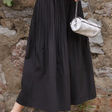 Ruffle edge solid color pleated skirt - liwisi