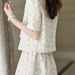 Oil painting print short sleeve shirt with matching shorts set - liwisi