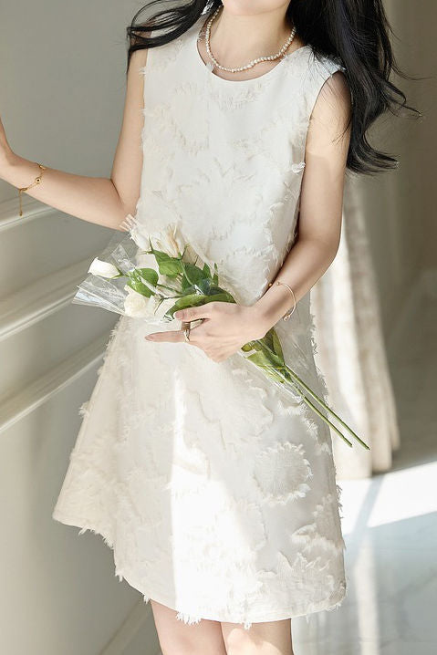 Solid color sleeveless fringe dress - liwisi