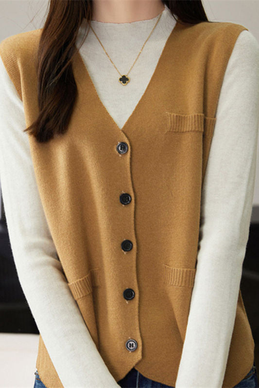 Sleeveless cardigan waistcoat - liwisi