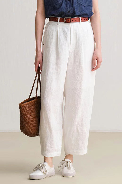 Tapered pants with elastic waistband - liwisi