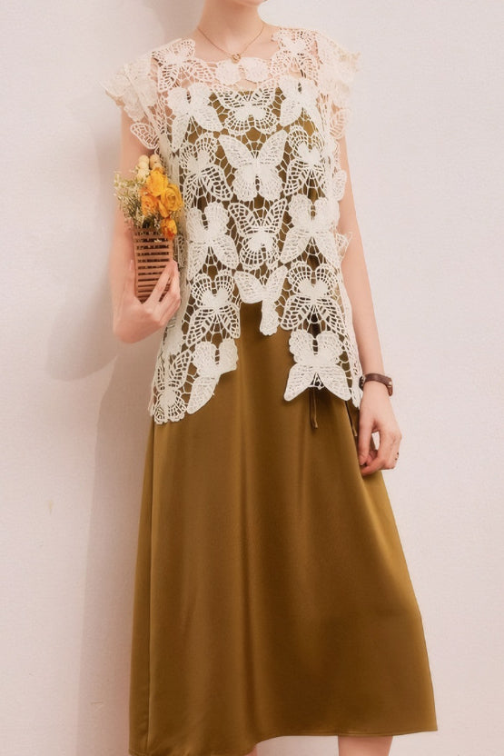 Butterfly hollow tank dress two-piece set - liwisi