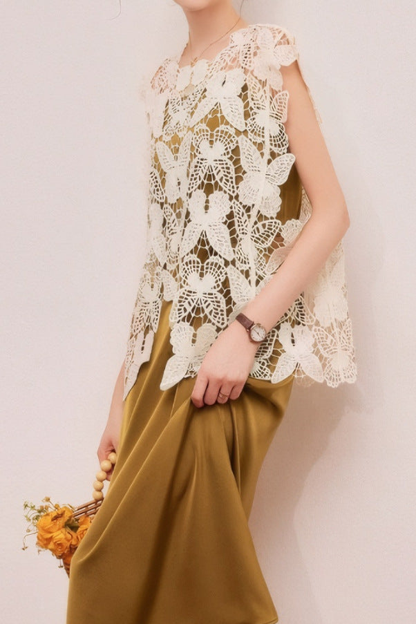 Butterfly hollow tank dress two-piece set - liwisi