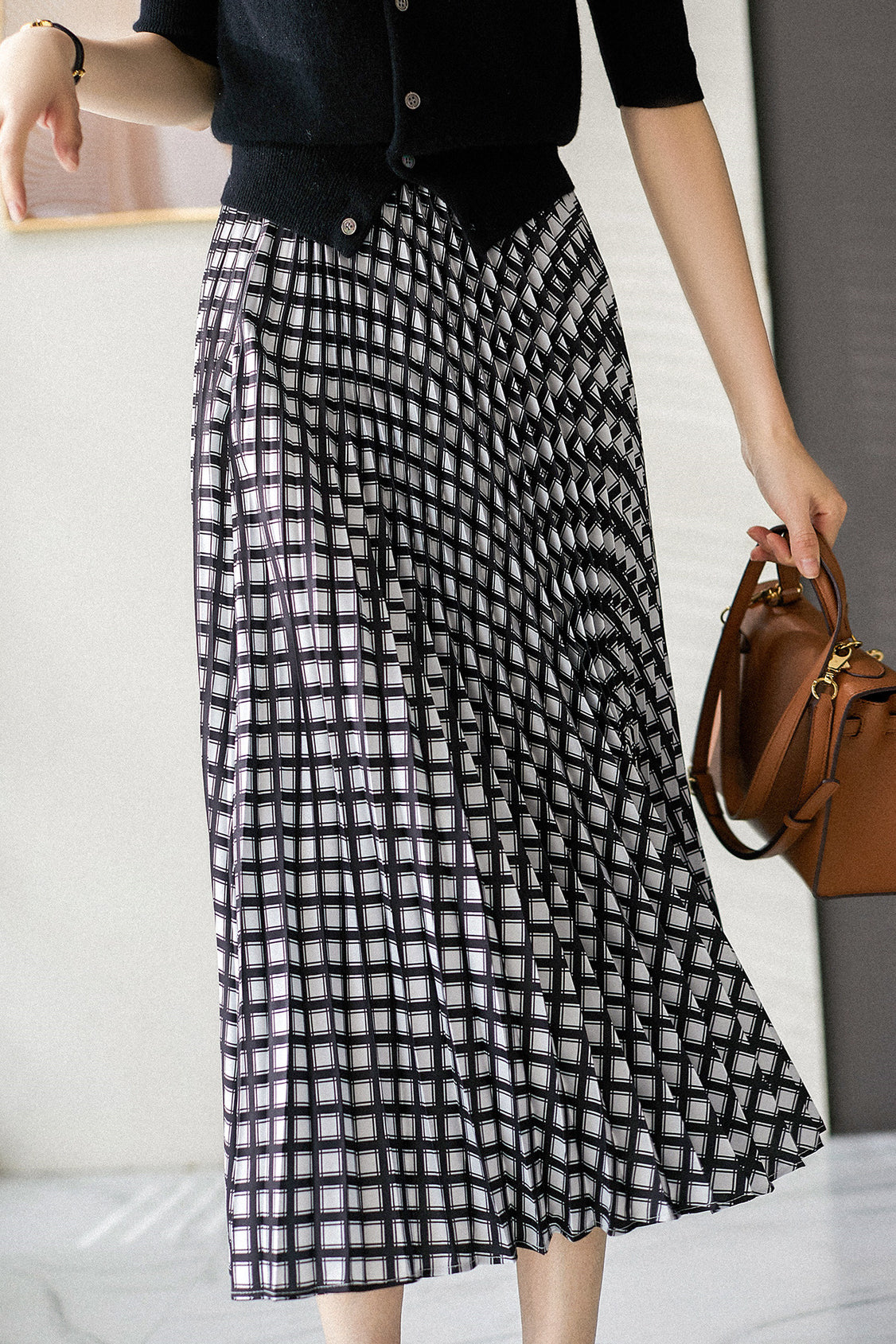 Vintage Plaid Pleated Skirt - liwisi