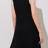 Crocheted beaded sleeveless knit top with matching skirt set - liwisi