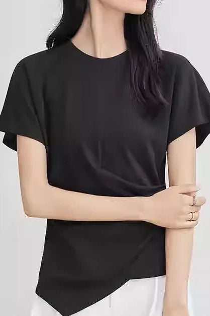 Minimalist versatile asymmetrical T-shirt - liwisi