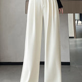 Lettered high-waisted floor-length casual pants - liwisi