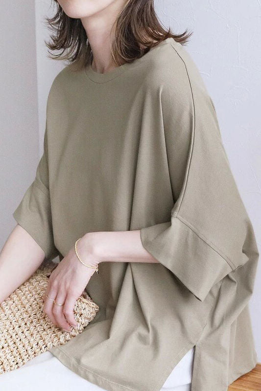 Comfortable batwing sleeve T-shirt - liwisi