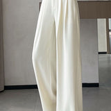 Lettered high-waisted floor-length casual pants - liwisi