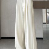 Lettered high-waisted floor-length casual pants - liwisi