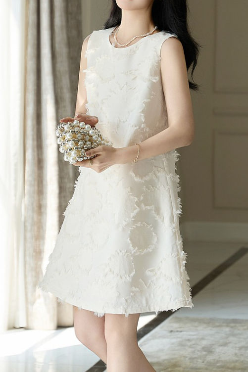 Solid color sleeveless fringe dress - liwisi