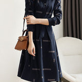 Geometric Print Croissant Sleeve Flare Shirt Dress - liwisi