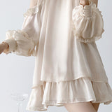 Off-shoulder halter neck dress with pearl decoration - liwisi