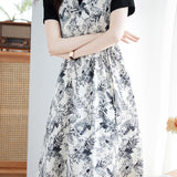 Color block printed faux two-piece dress - liwisi