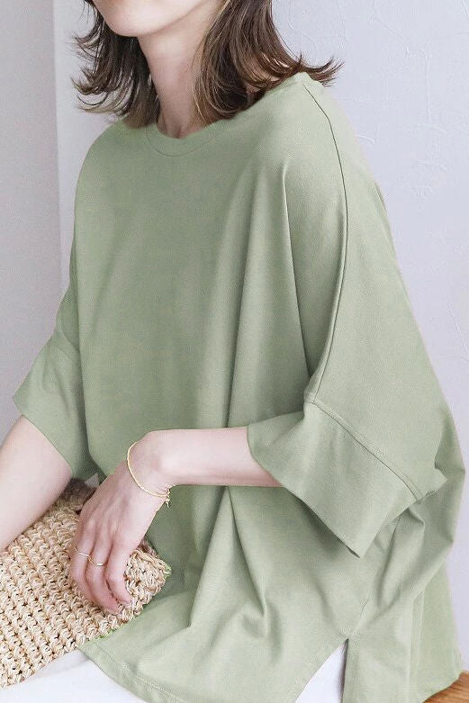 Comfortable batwing sleeve T-shirt - liwisi
