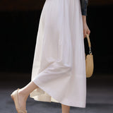 Ruffle edge solid color pleated skirt - liwisi