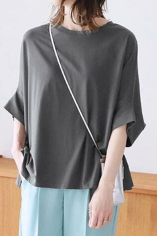 Comfortable batwing sleeve T-shirt - liwisi