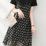 Printed faux two-piece dress - liwisi