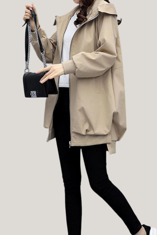Casual Versatile Hooded Trench Coat - liwisi