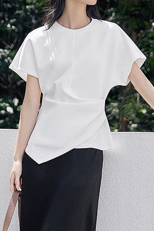 Minimalist versatile asymmetrical T-shirt - liwisi
