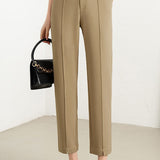 Solid color straight leg nine-point pants - liwisi