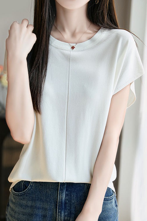 Minimalist versatile round neck top - liwisi