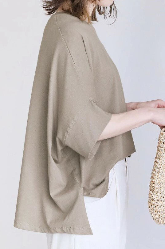 Comfortable batwing sleeve T-shirt - liwisi